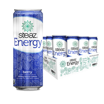 Steaz Organic Energy Drink, Berry, 12 Fl Oz (Pack Of 12), 144 Fl Oz