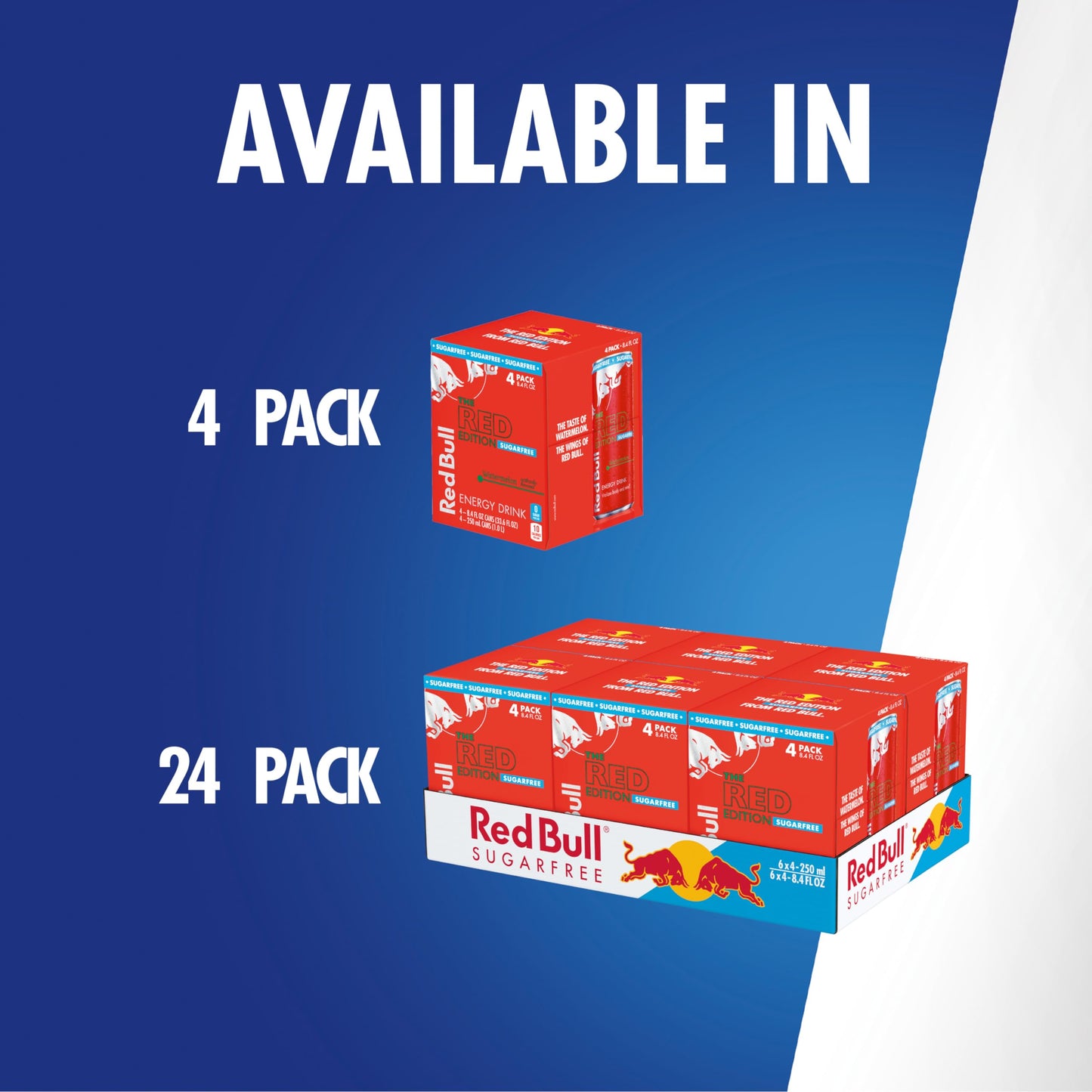 Red Bull Red Edition Sugar Free Energy Drink  Watermelon  with 80mg Caffeine plus Taurine & B Vitamins  8.4 Fl Oz  Pack of 4 Cans