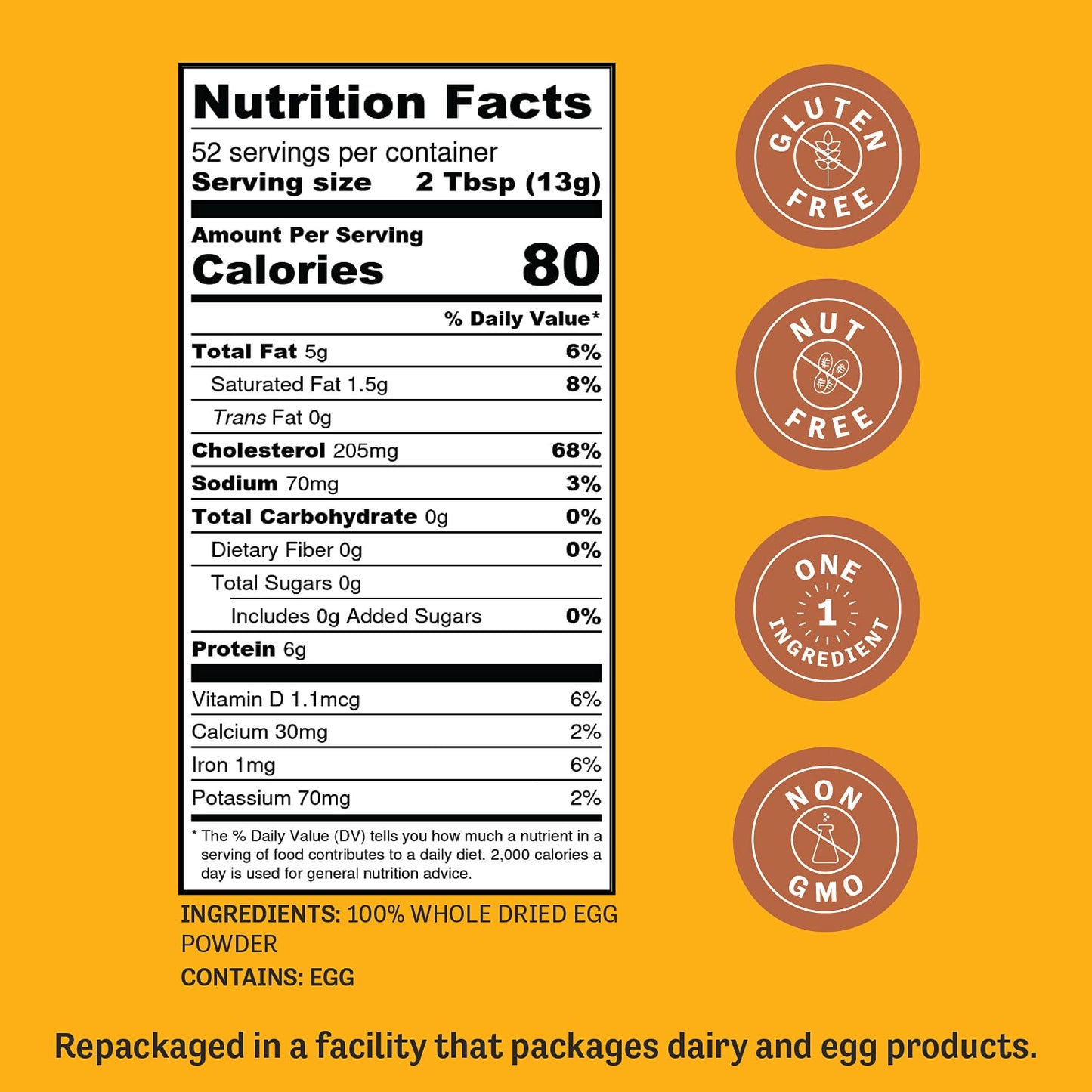 Judee s Gluten Free Dried Whole Egg Powder - Gluten-Free Egg Substitute for Baking - Protein Powder for Cooking - 1.5 lb Pouch