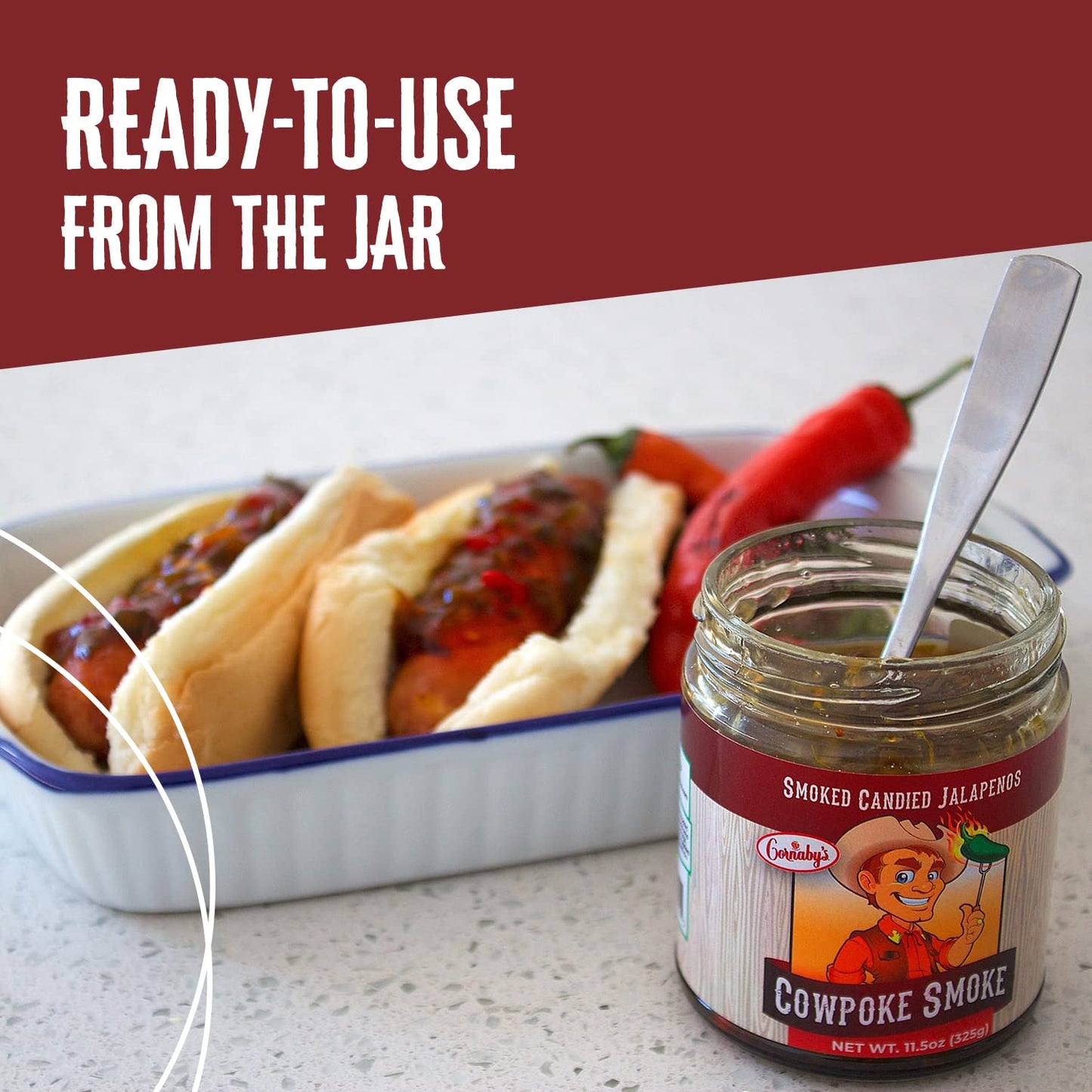 Cornaby'S Cowpoke Smoke Relish In A Jar Sweet And Spicy Candied Jalapeno Peppers Plant-Based Non-Gmo Gluten-Free Gourmet Relish