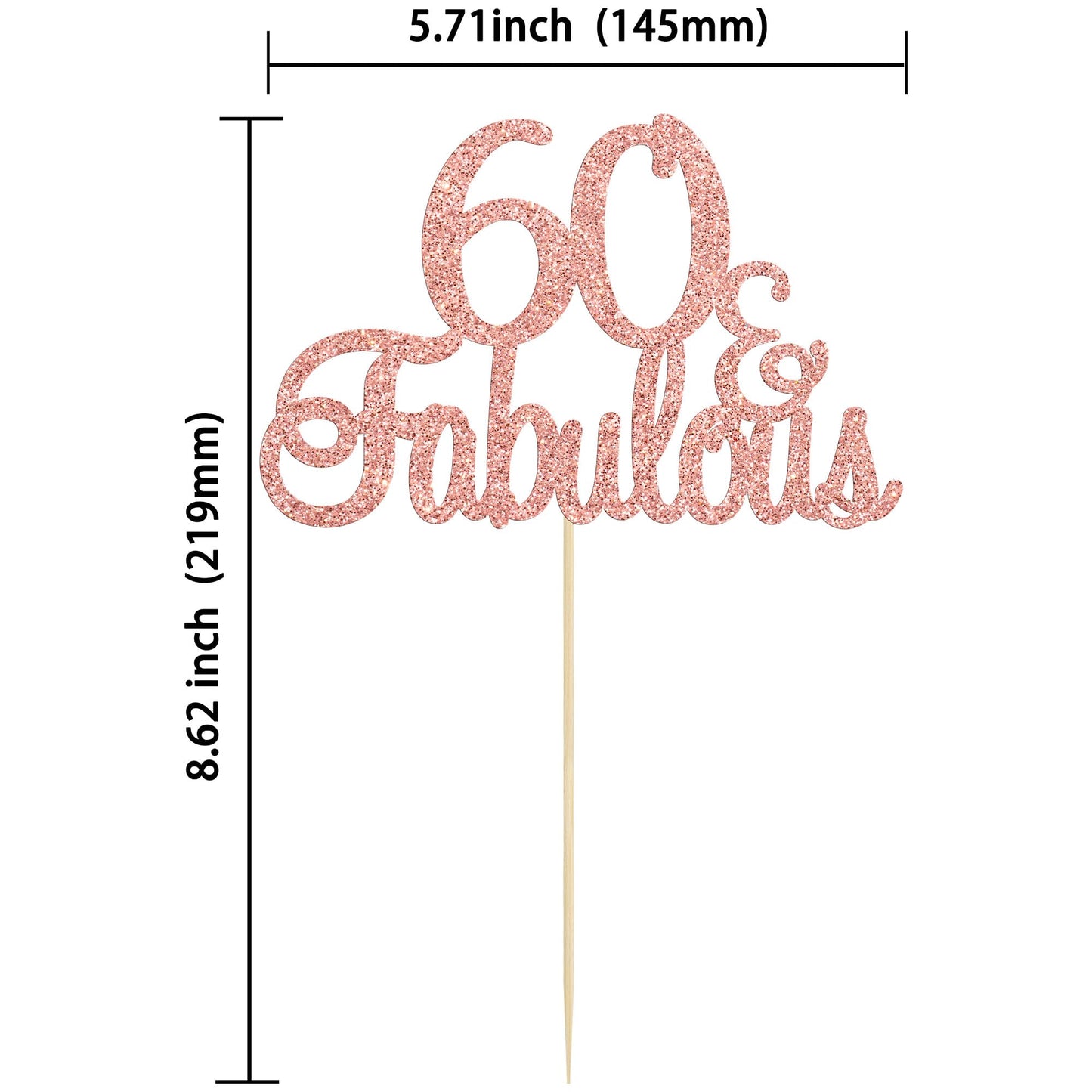 Gyufise Rose Gold Glittery 60 & Fabulous Birthday Cake Topper For 60Th Birthday Party Decorations 60 Birthday Cake Decorations S