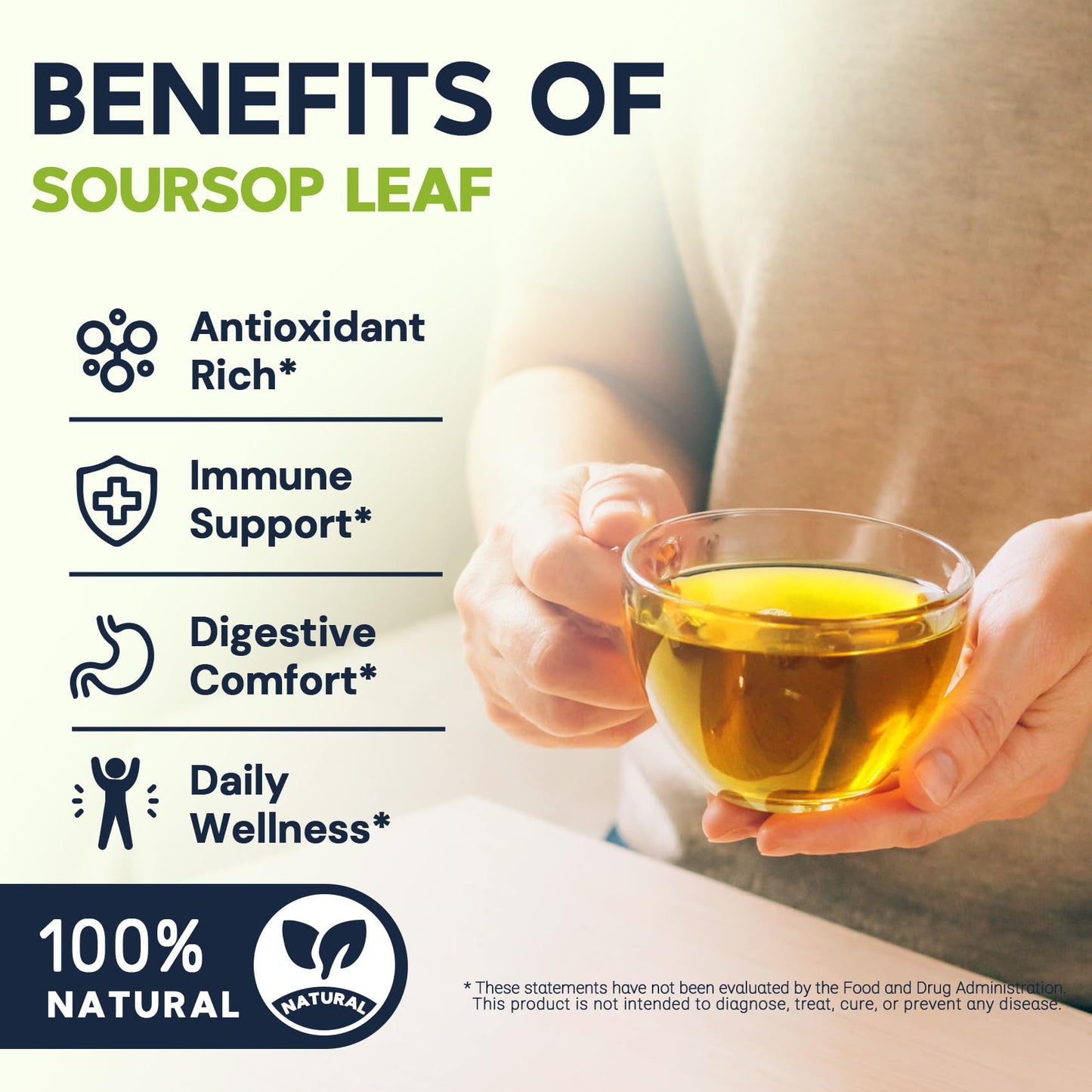 Soursop Leaf Herbal Tea (Graviola) - Caffeine & Sugar Free  120 Count