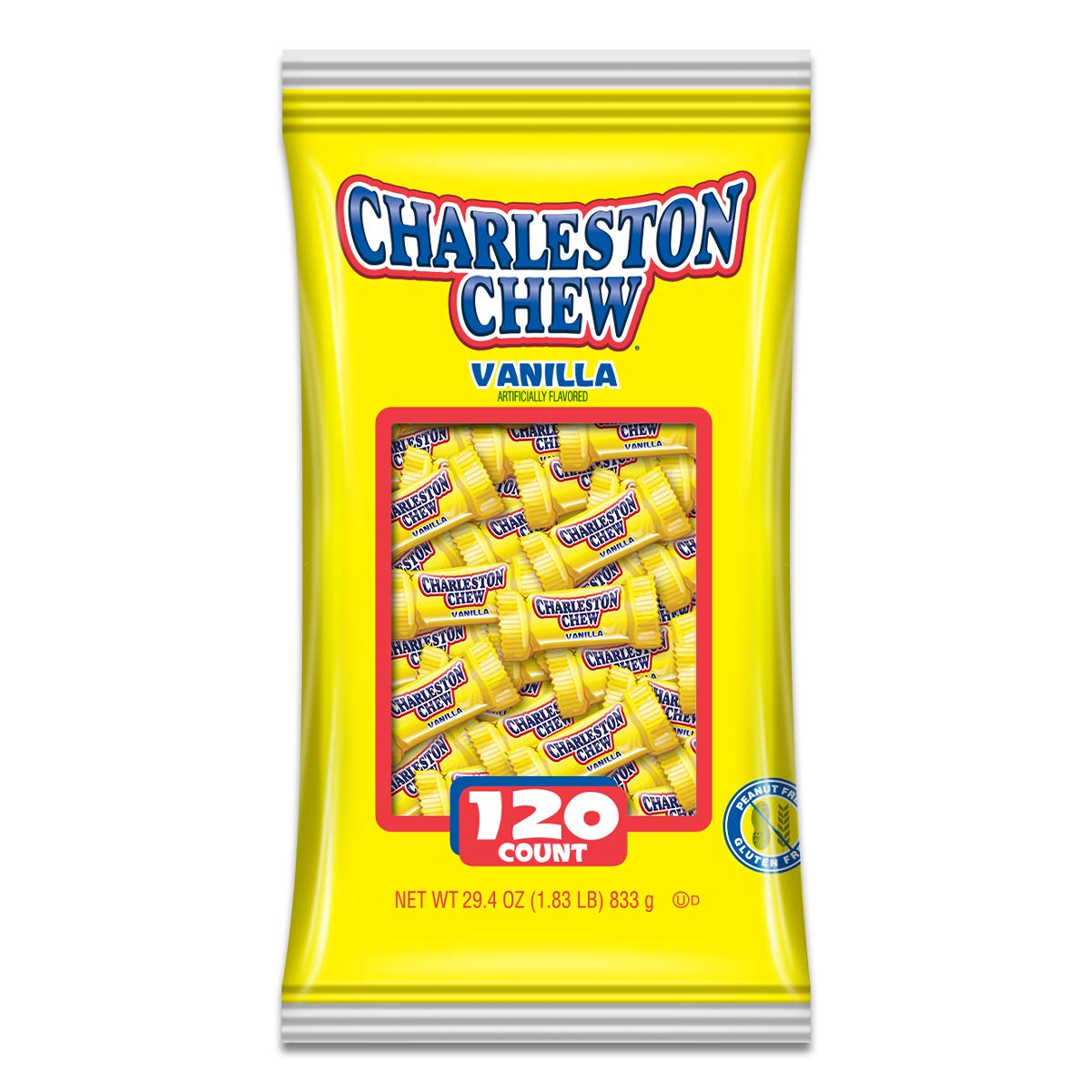 Charleston Chew Vanilla Flavor Candy Bars, 120 Count, 0.25 Oz Each, Brown