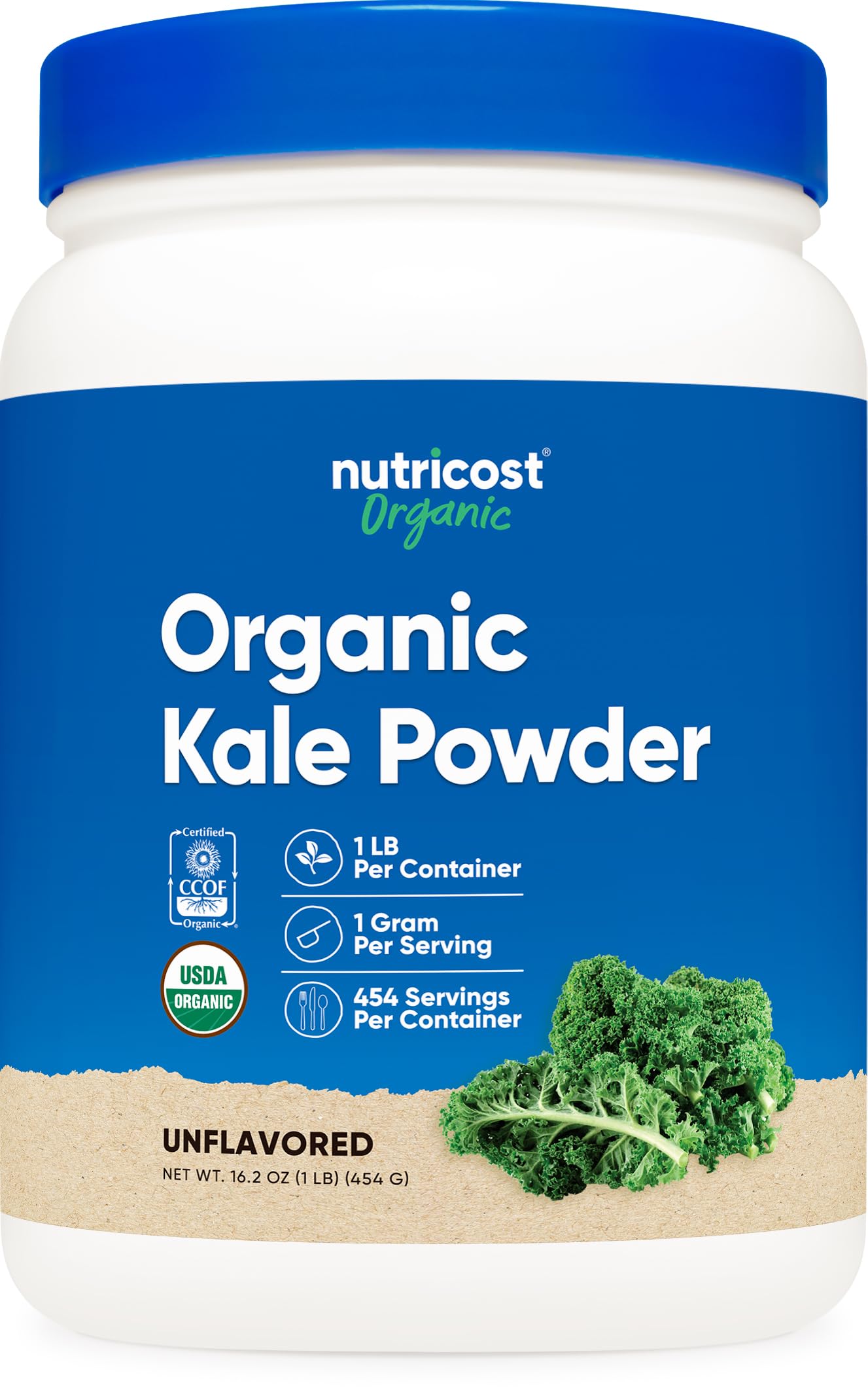 Nutricost Kale Powder 1Lb (3 Bottles) - All Natural  Non-Gmo  Gluten Free  Pure  Top-Grade Kale