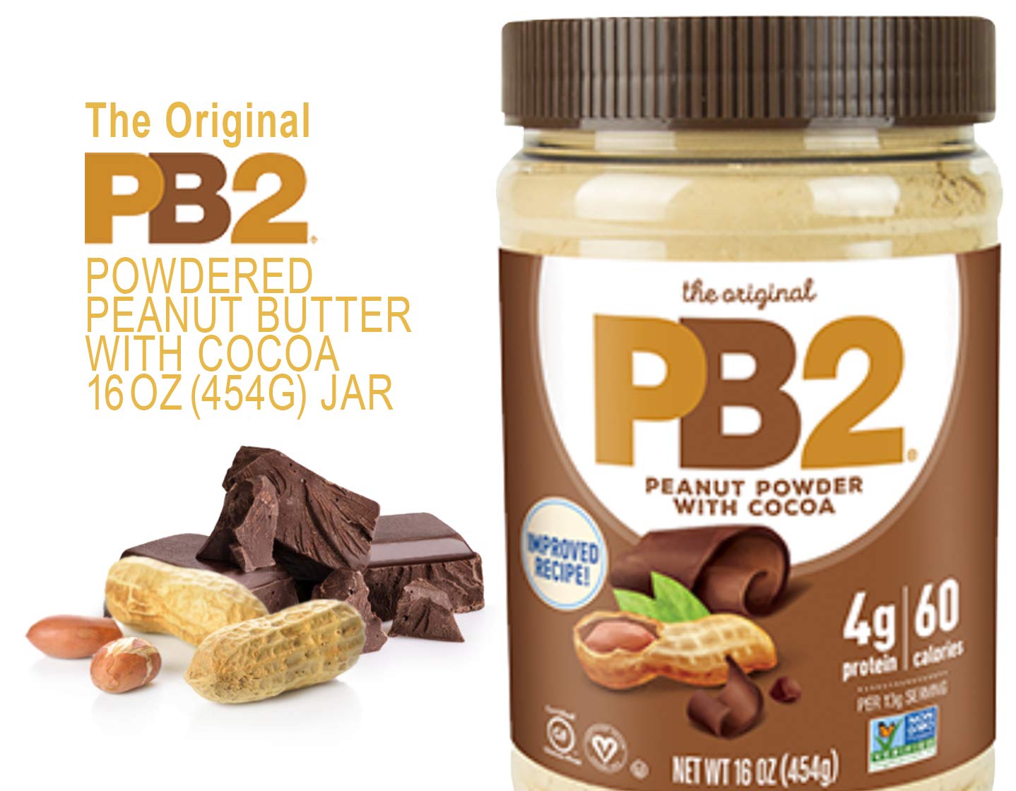 Bell Plantation Pb2 Powdered Peanut Butter Chocolate 16 Oz.