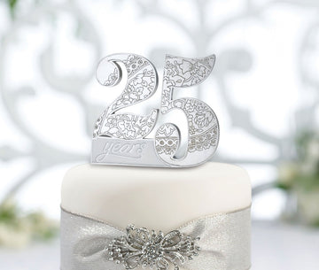 Lillian Rose 25th Anniversary Decor Number Cake Topper, White