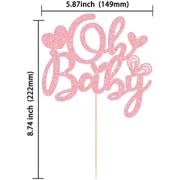 Ephlyn 1Pcs Happy Valentine'S Day Oh Baby Cake Topper Pink Glitter Valentine Babyshower Cake Decorations For Love Valentine'S Da