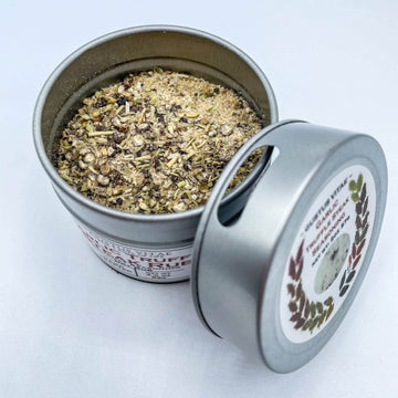 Gustus Vitae - Garlic Truffle Steak Rub - Non GMO - Magnetic Tin - 2 Ounce - Authentic Gourmet Seasoning & Artisanal Spice Blend