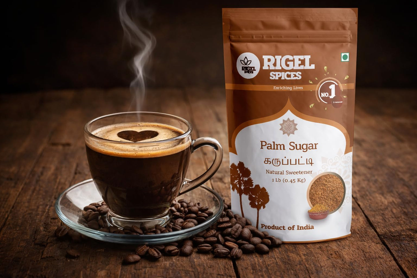 Rigel Spices | Pure Bliss of 1 Lb of Palmyra Palm Jaggery | Palm Sugar: Naturally Crafted, Unbleached, and Chemical-Free Sweetne