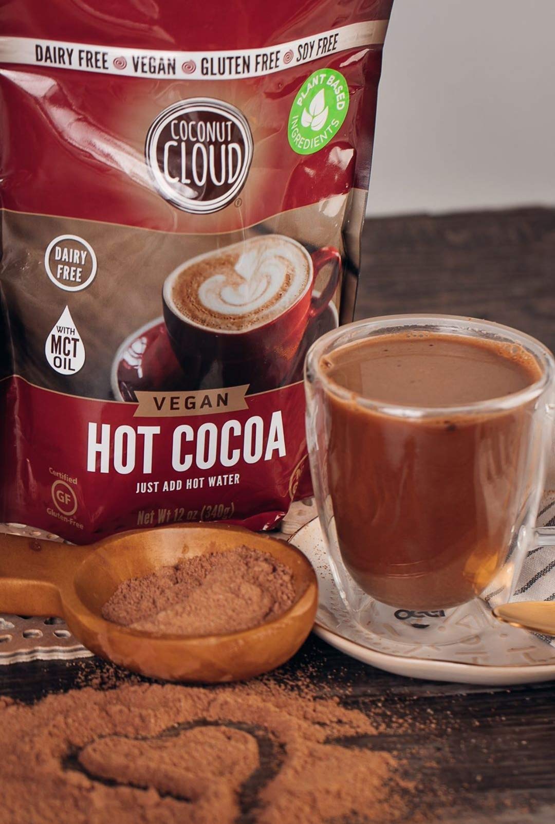 Coconut Cloud Dairy-Free Instant Hot Cocoa Mix, Vegan, 12 oz, Rich Brown