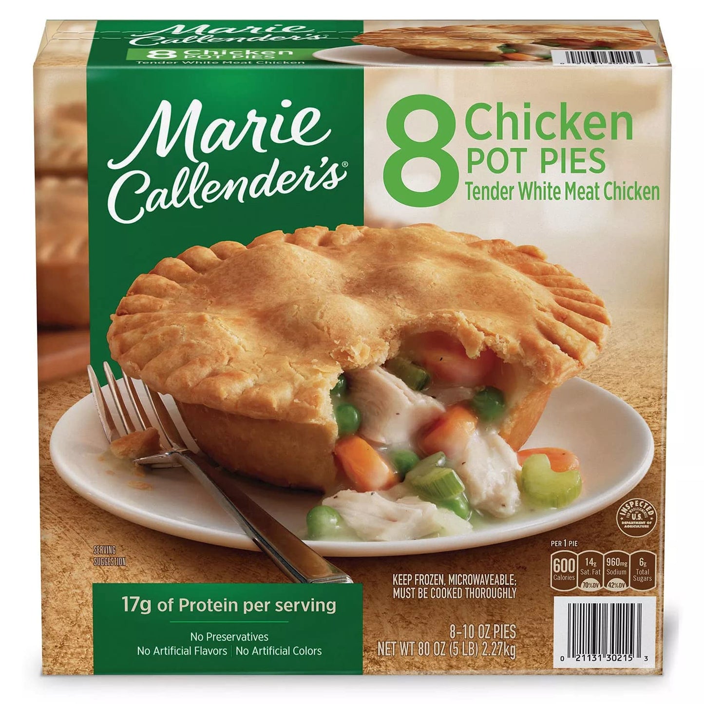 Marie Callender'S Chicken Pot Pie - Made With Tender White Meat Chicken - All Natural, Great Source Of Protein - 2 Pack (8 Ct, 8