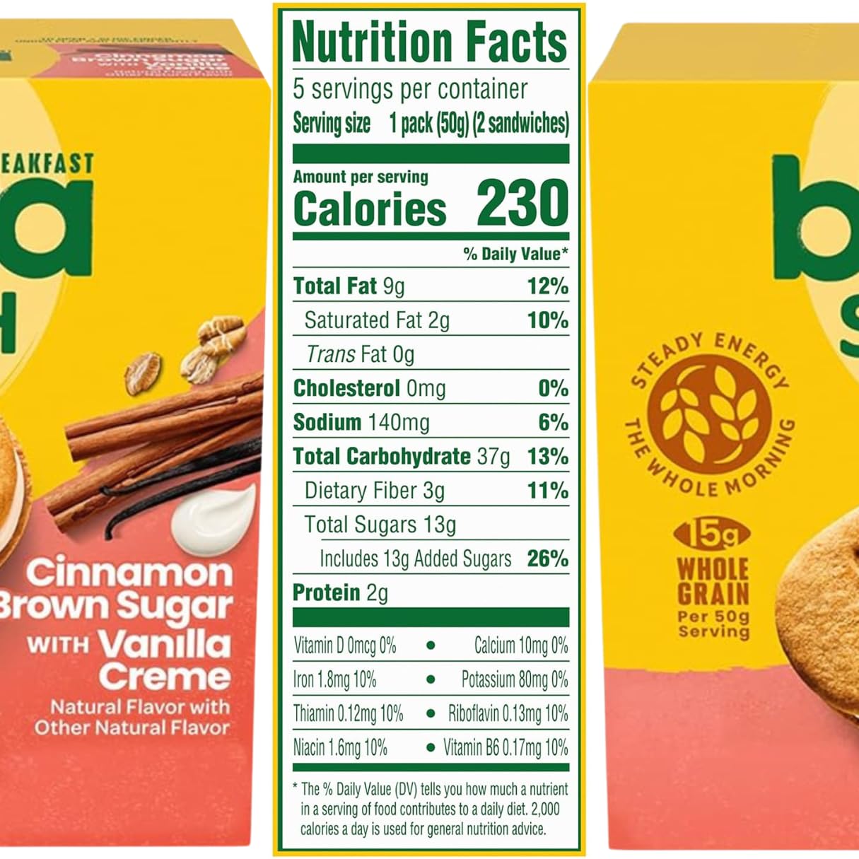 Blwita Breakfast Sandwich Cinnamon 5 Total Packs, 1 Box - Blwita Crunch Cinnamon Creme Brown