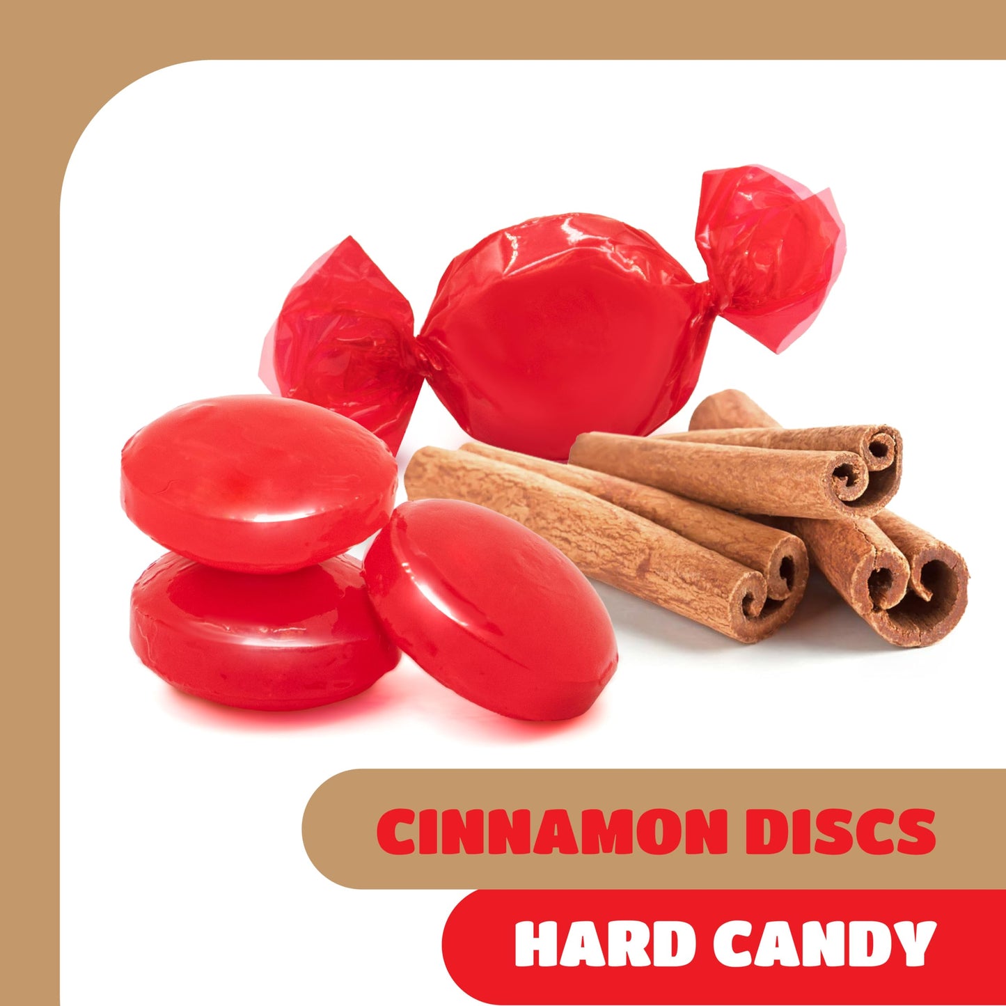 Cinnamon Discs Hard Candy - 1 Pound Pack - Individually Wrapped Spicy Sweet Christmas Candies - Old Fashioned Cinnamon   For Office Bowls, Gifts, And Sharing