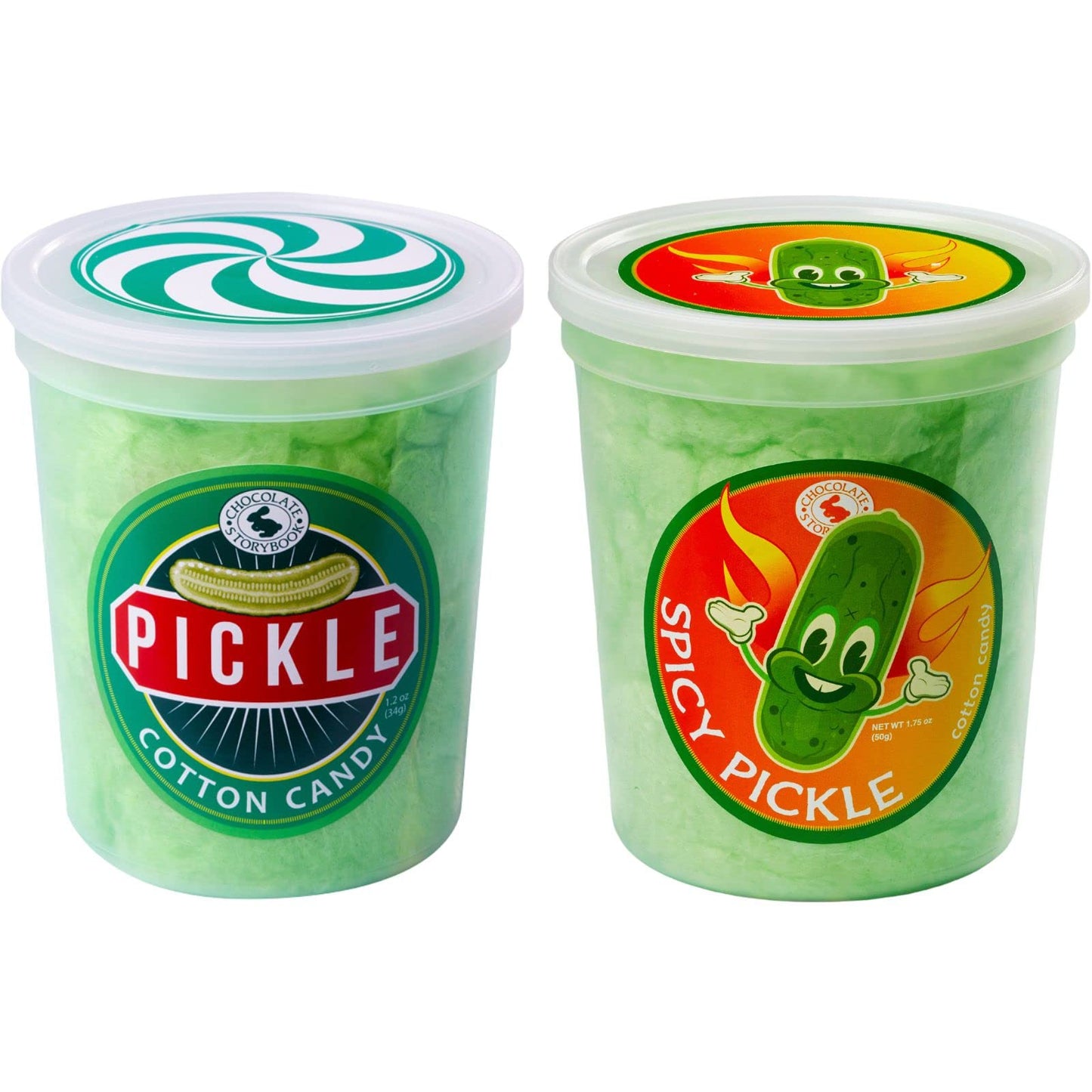 Pickle Cotton Candy Regular and Spicy 2 pack - Unique ideas for Holidays, Birthdays, Gag Gifts, Party Favors