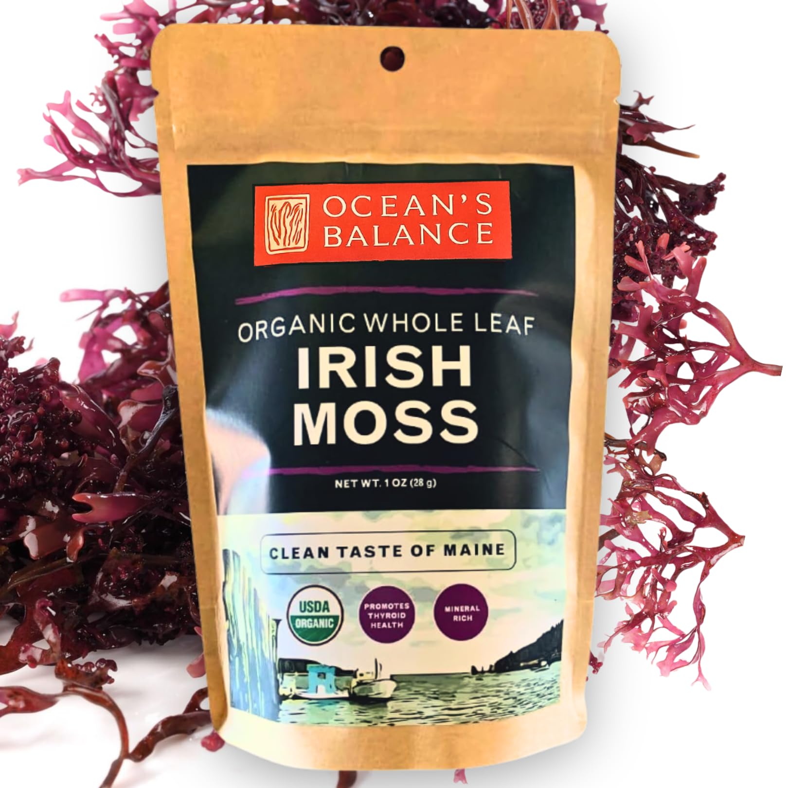 Oceans Balance Organic Irish Sea Moss - Gluten Free, Mineral Rich - 1 oz Bag - Perfect for Keto, Paleo, Vegetarian, or Vegan Diet