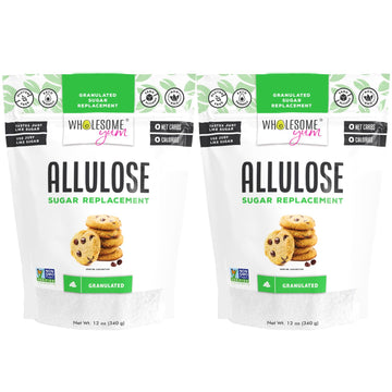 Wholesome Yum Allulose Sweetener - Natural Granulated Sugar Substitute - Keto, Non Gmo, Zero Carb, Zero Calorie, Sugar Free, No Aftertaste, Tummy Friendly - Granular Sugar Replacement (12 Oz, 2 Pack)