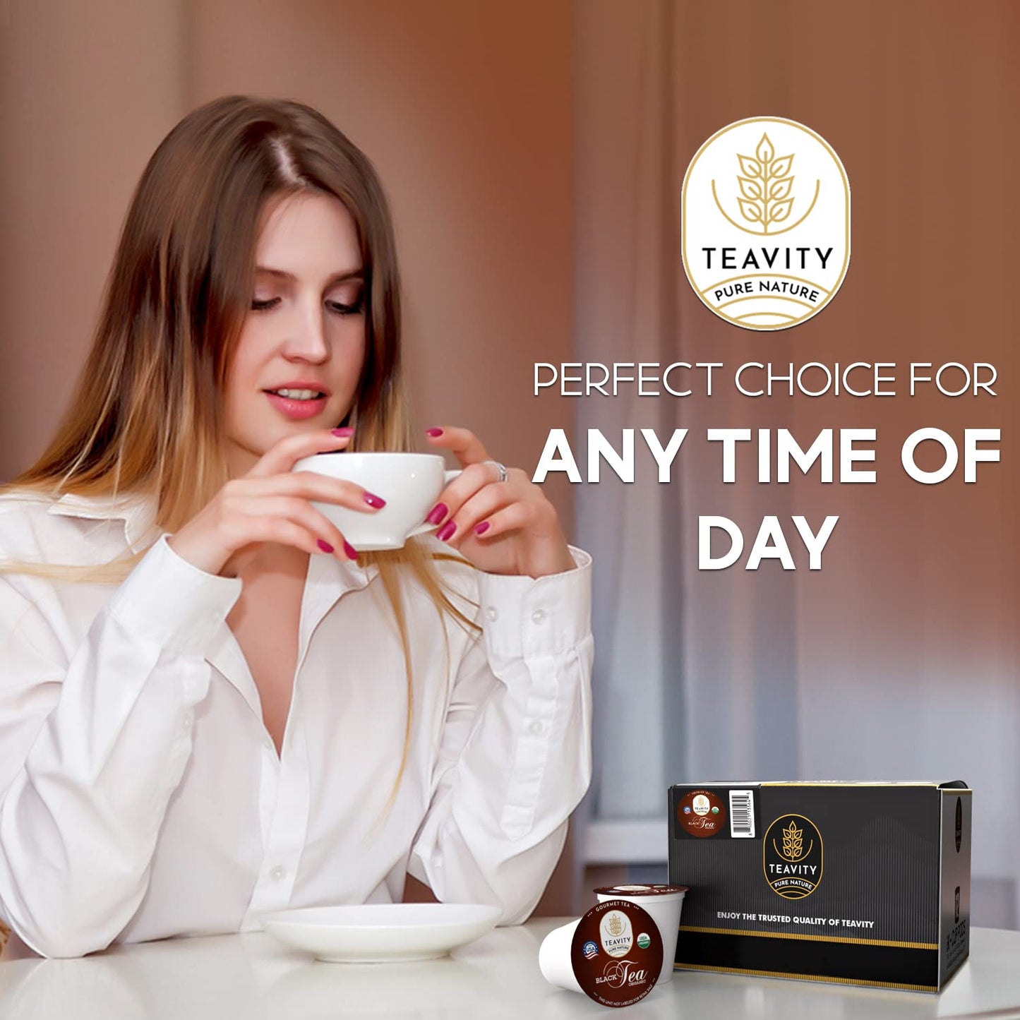 Teavity Organic Black Tea Pods - 12 Unsweetened Tea Pods For Keurig Kcup Malt-Inspired - Naturally Caffeinated, Hand-Picked From Sri Lanka, Sturdy Packaging, American Owned