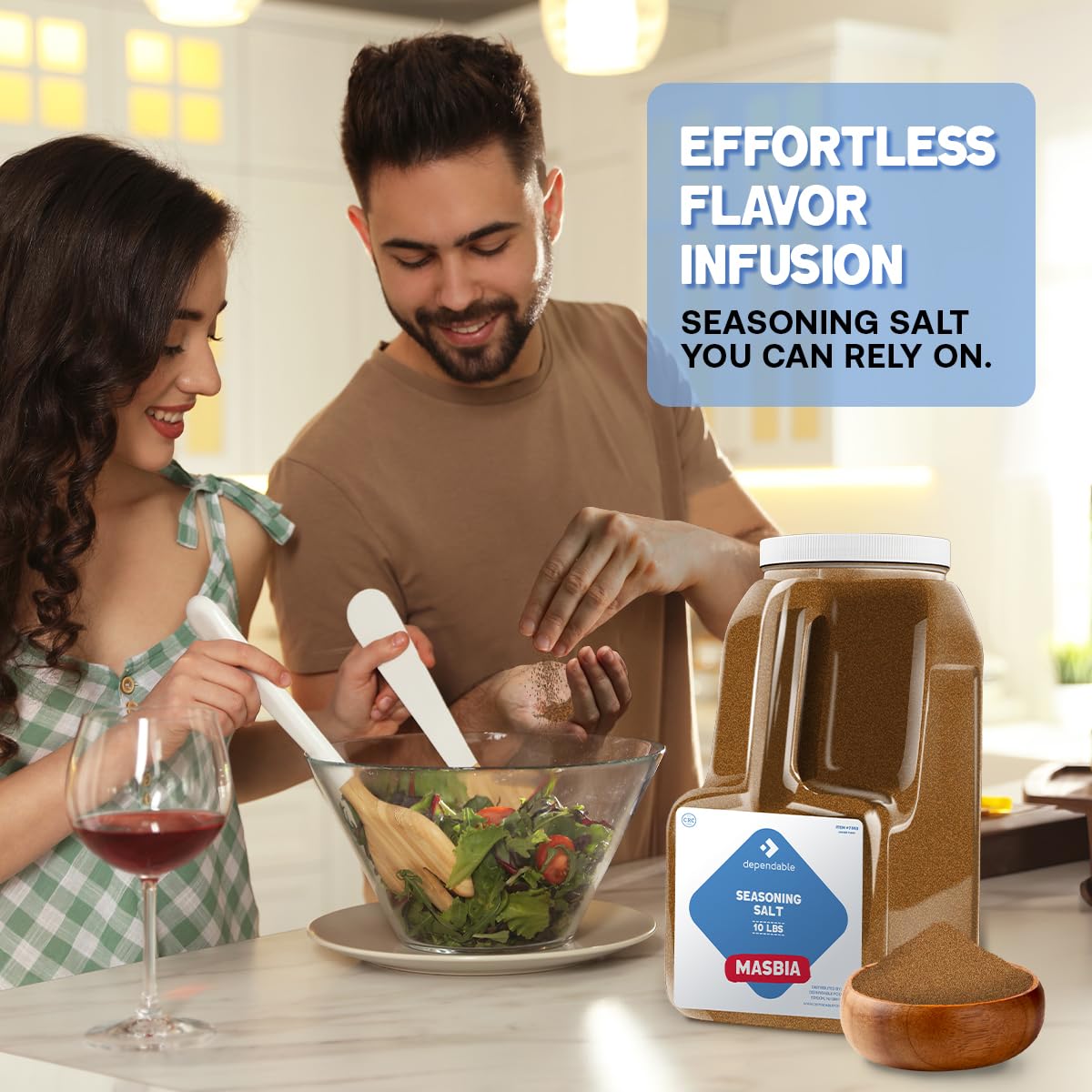 Dependable Food Seasoning Salt - 10 Lb. Resealable Jug - Non-Gmo, Kosher - Bulk Jar For Flavorful Seasoning