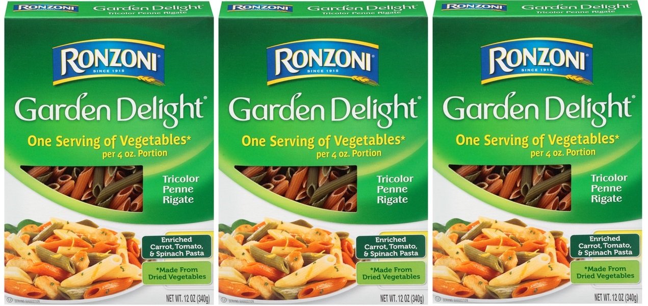 Garden Delight Tricolor Penne Rigate, 12 Oz., (Pack of 3)