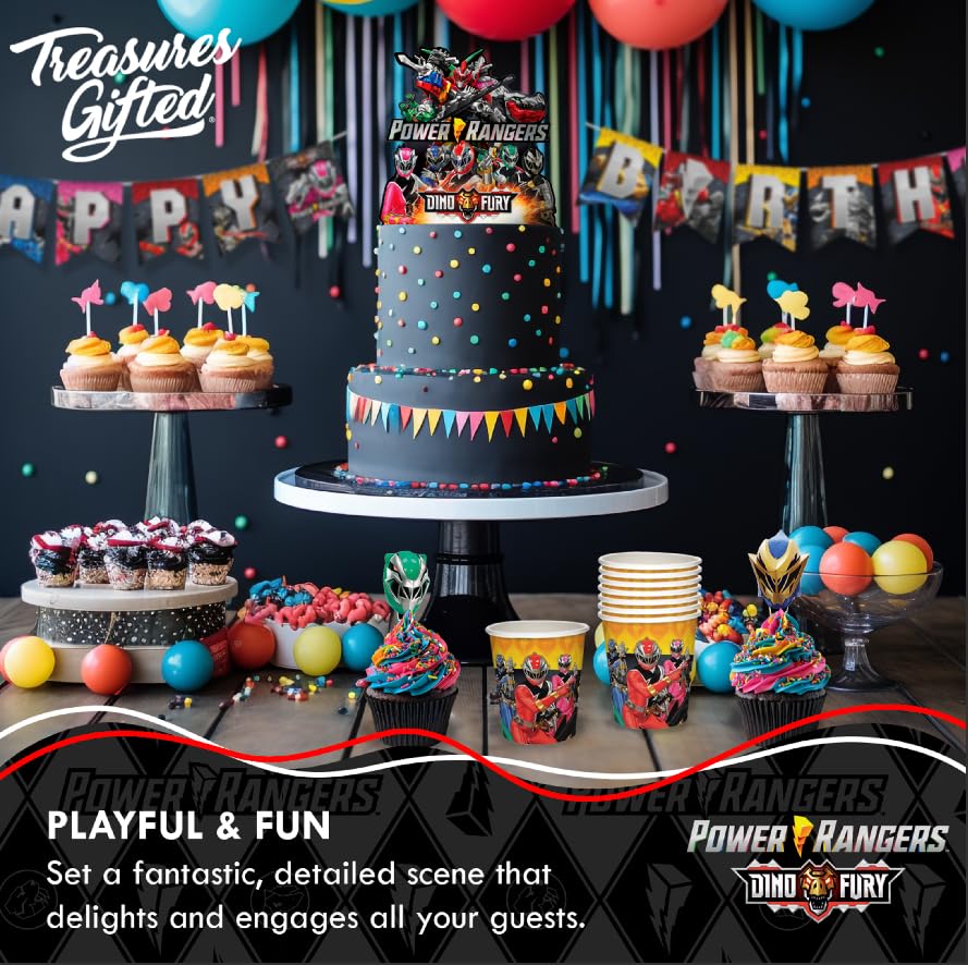 Treasures Gifted (1) Power Rangers Cake Topper - Officially Licensed Power Rangers Birthday Party Supplies - Power Rangers Cake