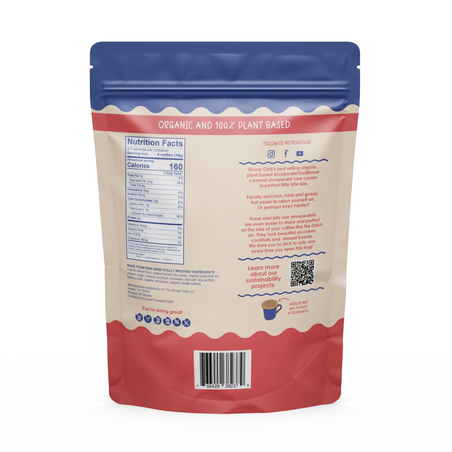 Stroop Club Traditional Organic Mini Stroopwafel Caramel Treats | Vegan, Plant-Based And Dutch-Approved Indulgence - Vegan Waffl