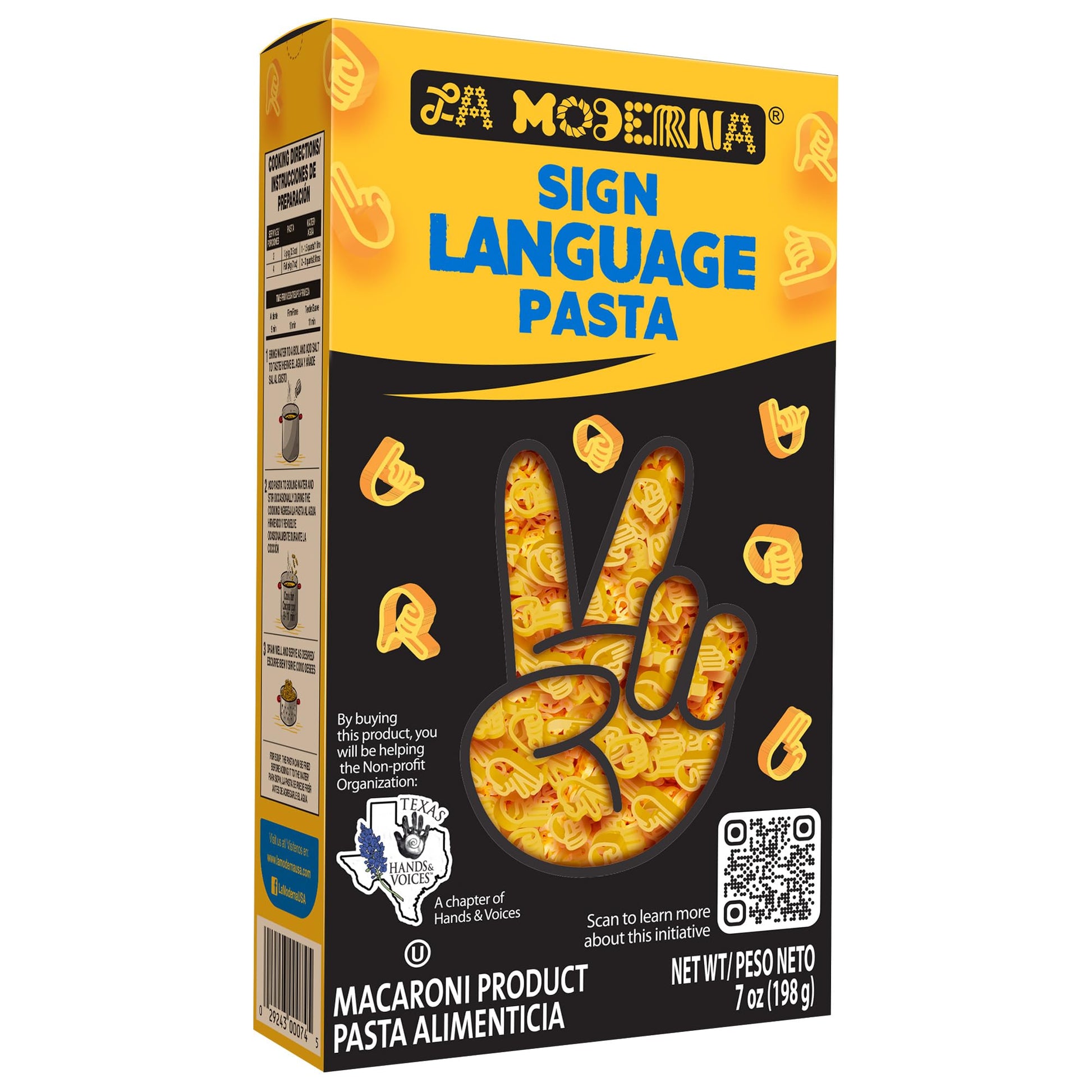 La Moderna Sign Language Pasta, In Collaboration With Texas Hands & Voices, Protein, Fiber, 7 Oz