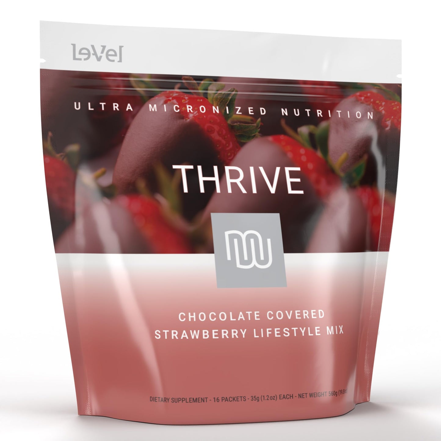 Le-Vel THRIVE Protein Shake, Gluten-Free Pea Protein Blend with Probiotics, 16 Packets (35g each), Chocolate Covered Strawberry