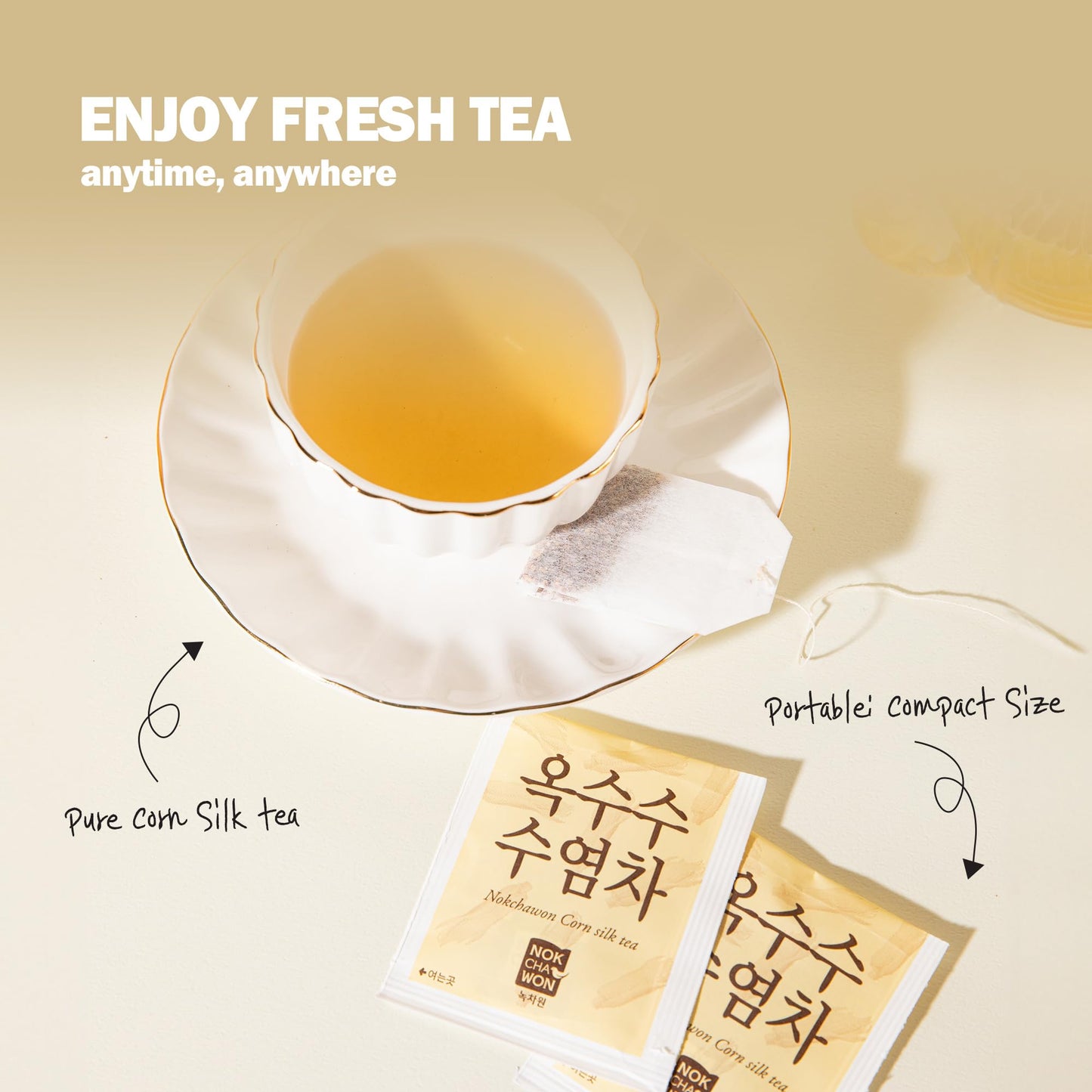 Nokchawon Corn Silk Tea | Toasted Herbal Blend with Scorched Rice | Caffeine-Free | 50 Bags, 80g (2.82oz)