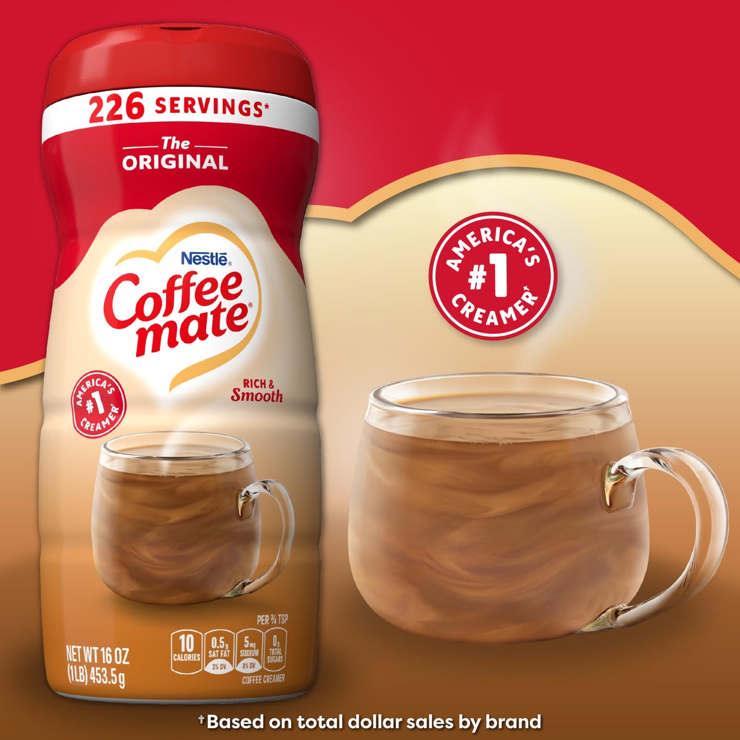 Coffee mate Original Powdered Creamer, 16 oz (Pack of 3) with By The Cup Coffee Scoop