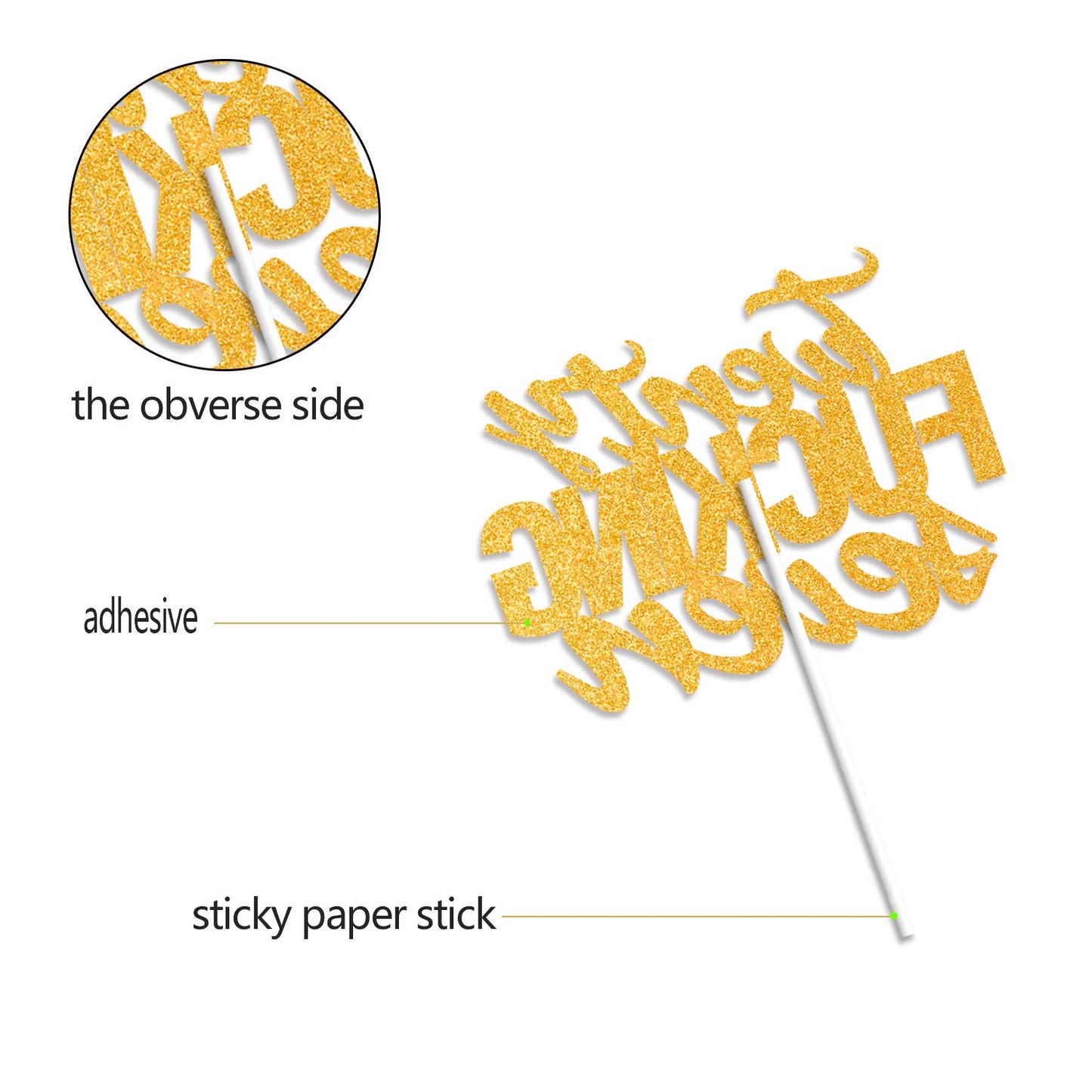 Twenty Seven Gold Glitter Cake Toppers 27 Years Old 27Th Birthday Anniversary Party Decorations Supplies
