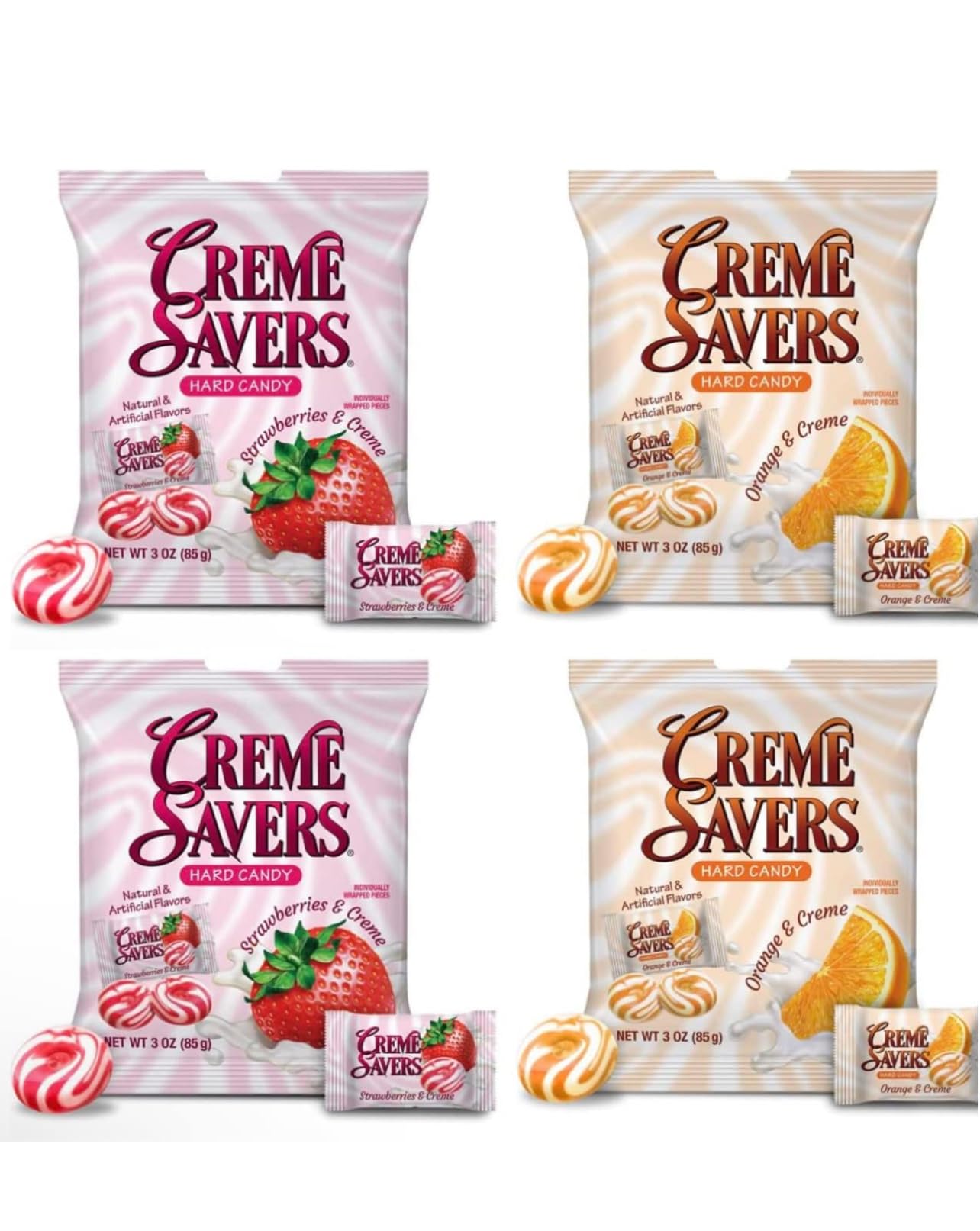 Generic Creamy Delight Hard Candy - Original Strawberry & Orange Flavor, Individually Wrapped, 4-Pack, 16.99 x 6.50 x 17.40 cm