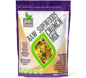 Betterfoods Raw Superfoods Crunch Mix | Antioxidant Rich Premium Salad Toppings With Organic Goji Berries & Mixed Seeds | 6G Plant Protein, Keto Friendly, Non-Gmo, Vegan | 24Oz Bag
