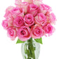 KaBloom Fresh Pink Roses Bouquet - 18 Stems with Vase, Fall Collection, Model KADF3785-V118-A999-1