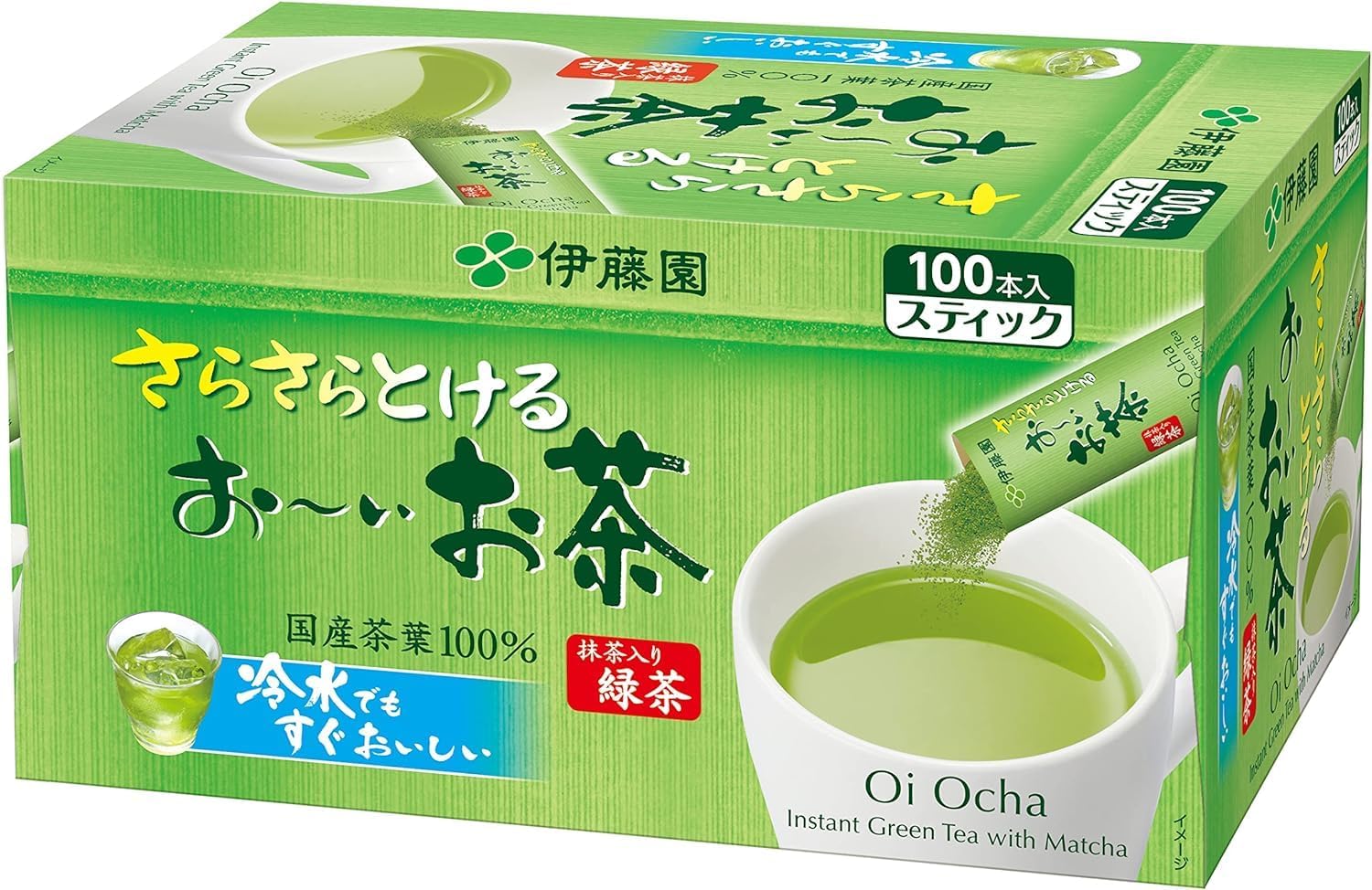 Thunder Tech Ito-En Oi Ocha Japanese Top-Grade Tea Bag Green Tea 100 Sticks Zero Calories  Caffeinated Direct Import