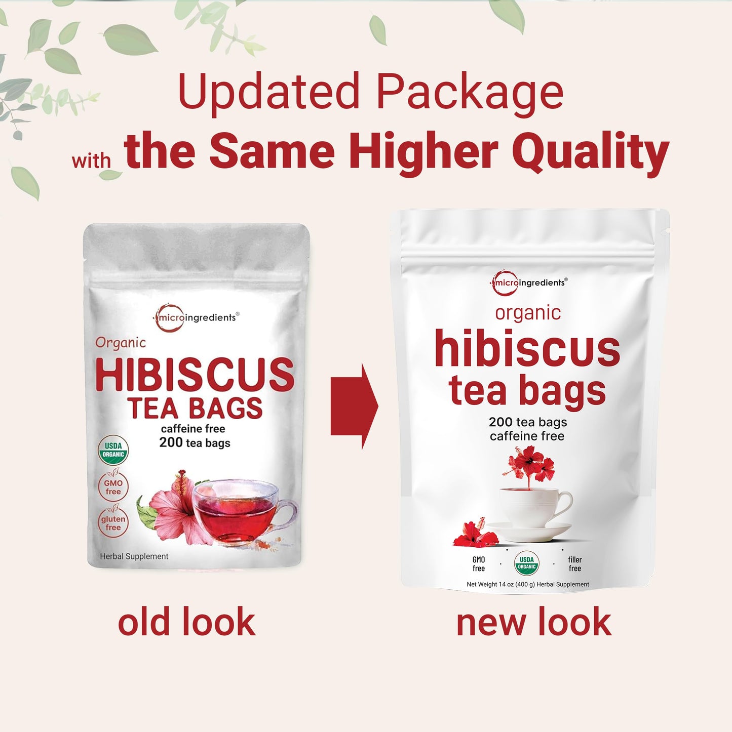 Organic Hibiscus Tea Bags, 200 Count | Enhanced Source From Hibiscus Flowers | Caffeine Free Herbal Tea | Eco-Friendly Hemp Paper Tea Bags | Non-Gmo, No Sugar