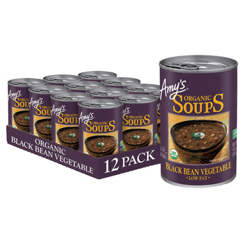 Amy’S Soup, Vegan Black Bean Vegetable Soup, Low Fat, Gluten Free, Made With Organic Vegetables, Canned Soup, 14.5 Oz (12 Pack)
