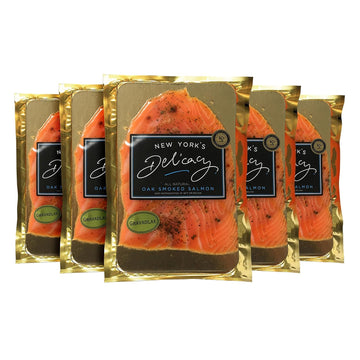 New Yorks Delicacy Smoked Salmon Nova - Pre-Sliced, Kosher, Gluten Free - 5 x 4 Oz. Packs, High in Omega 3