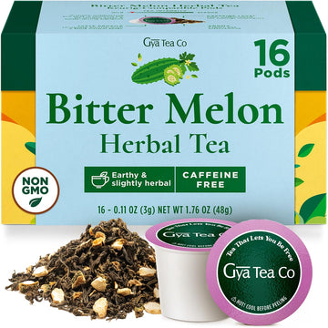 Gya Tea Co Bitter Melon Herbal Tea Pod (16 ct) - Decaf Wellness Tea for Sore Throat & Digestion