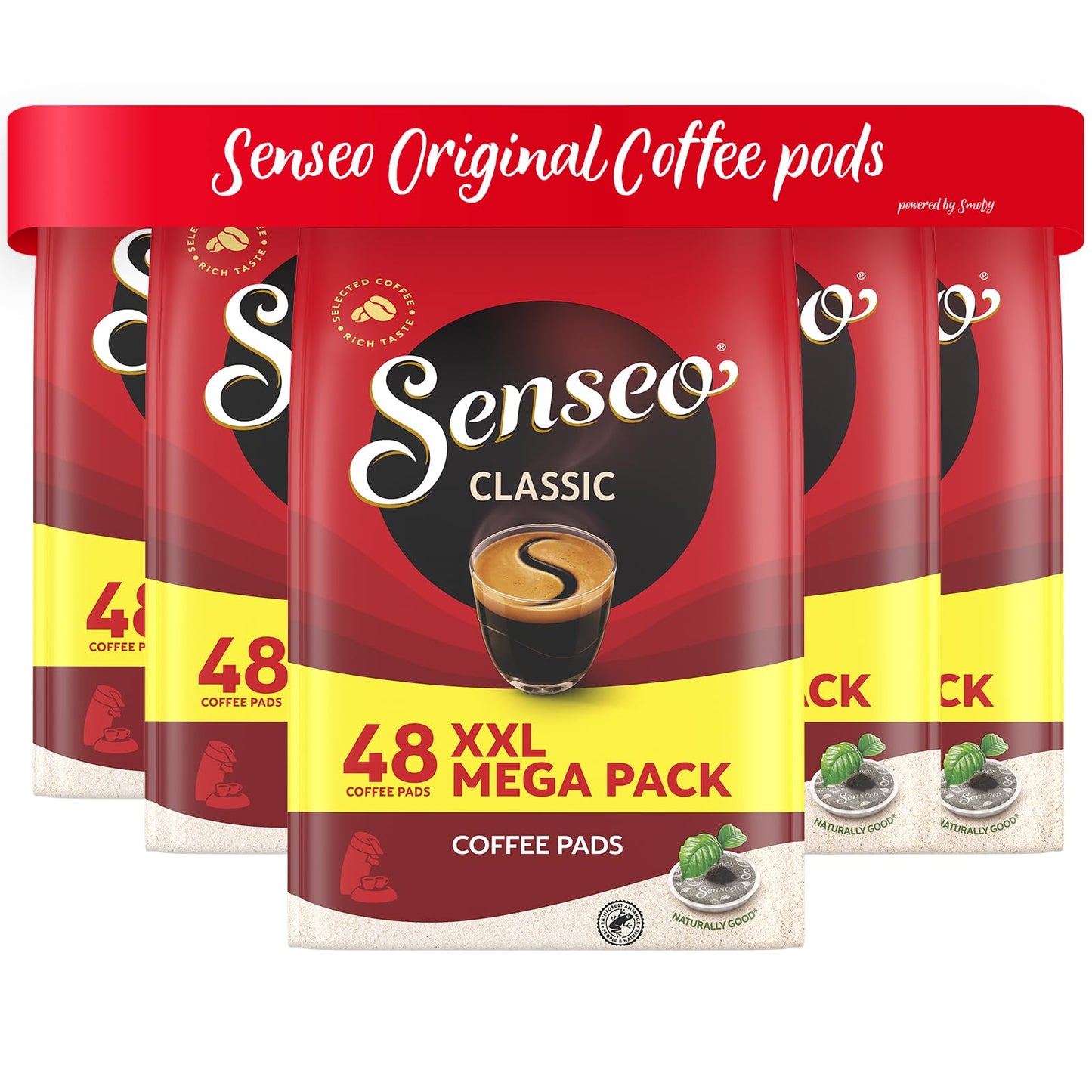 Senseo Classic Medium Roast Coffee Pods, 240 Count (5 Packs), Smooth & Balanced Flavor, Compatible with Senseo & PeleCom Machines