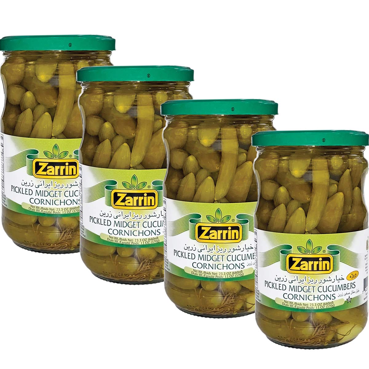 Zarrin - Pickled Midget Cucumber Cornichons, (4 Pack) 23.3 Oz X 4