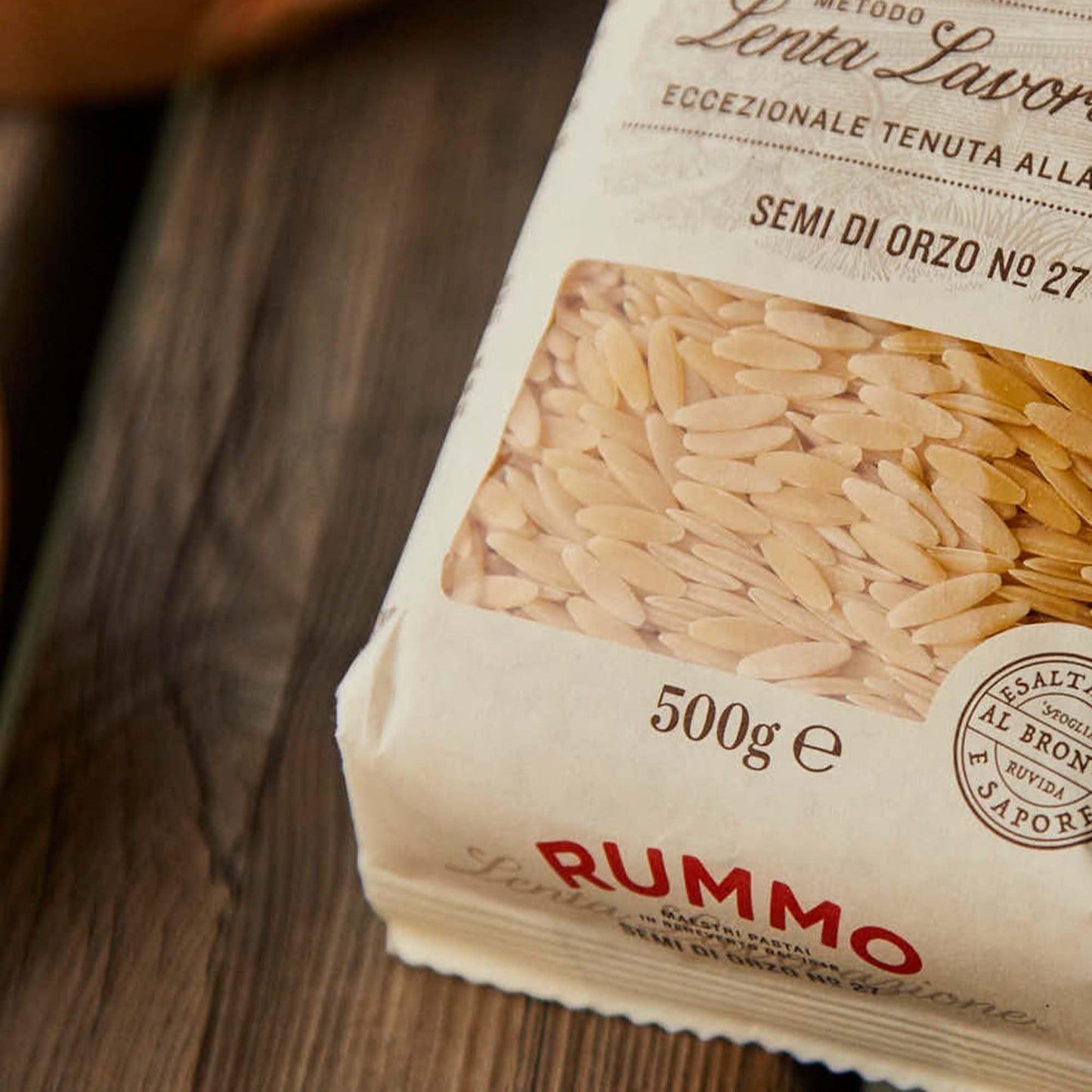 Rummo Orzo Pasta N.27 - Dry Durum Wheat Pasta, 16 Ounce, Imported from Italy, Small Red Pasta Noodles
