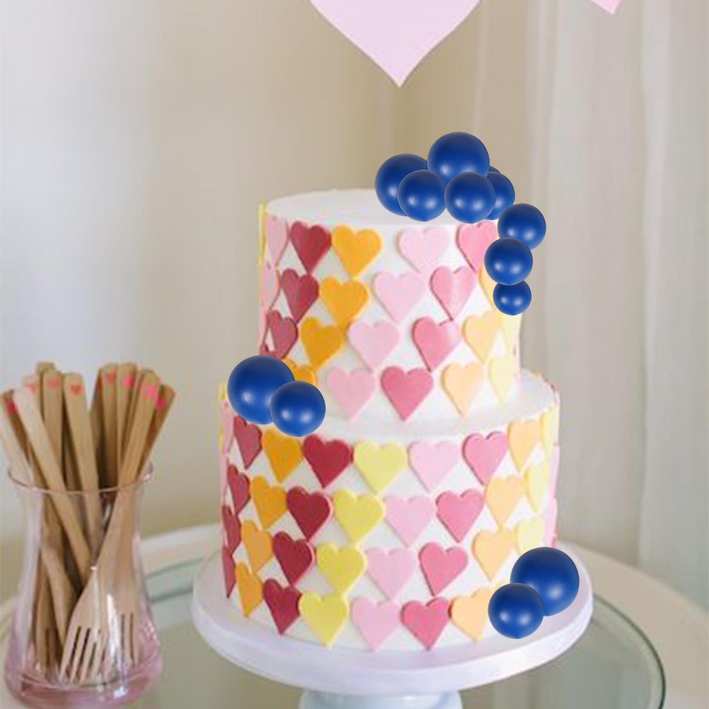 Rssta i Cake Toppers 30 PCS Foam Balls Dark Blue for Baby Shower, Birthday, Wedding, Anniversary Party Decorations Model XM402-Deep Blue