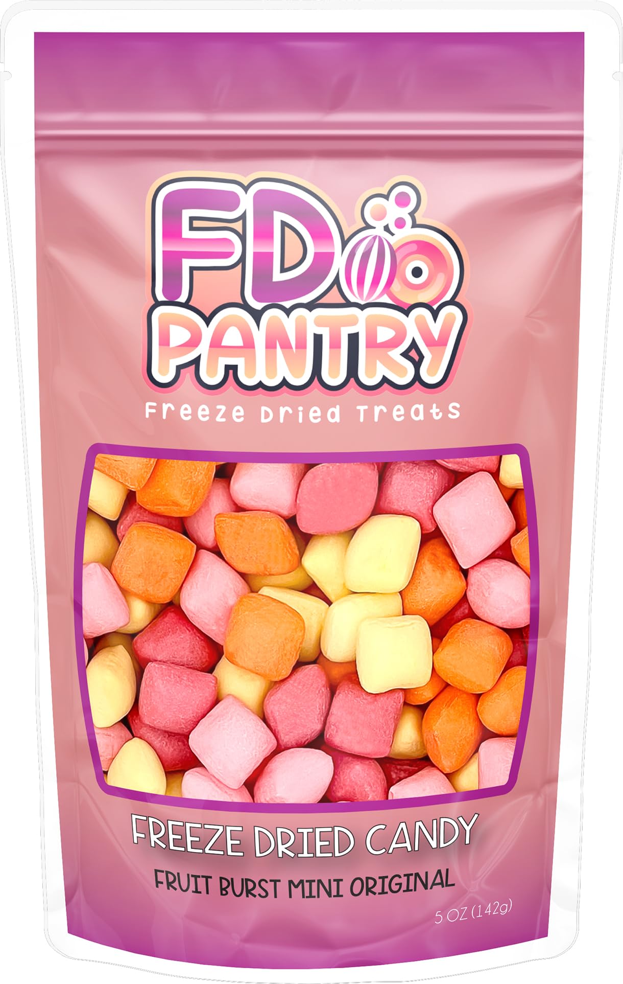 Freeze Dried Fruit Bursts Candy - Mini Original Hard Candy Mix 5Oz Treat Snack Gift Bag Cherry, Strawberry, Lemon, Orange Candie