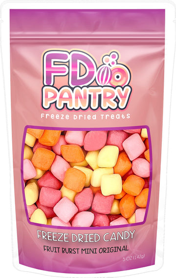Freeze Dried Fruit Bursts Candy - Mini Original Hard Candy Mix 5Oz Treat Snack Gift Bag Cherry, Strawberry, Lemon, Orange Candie