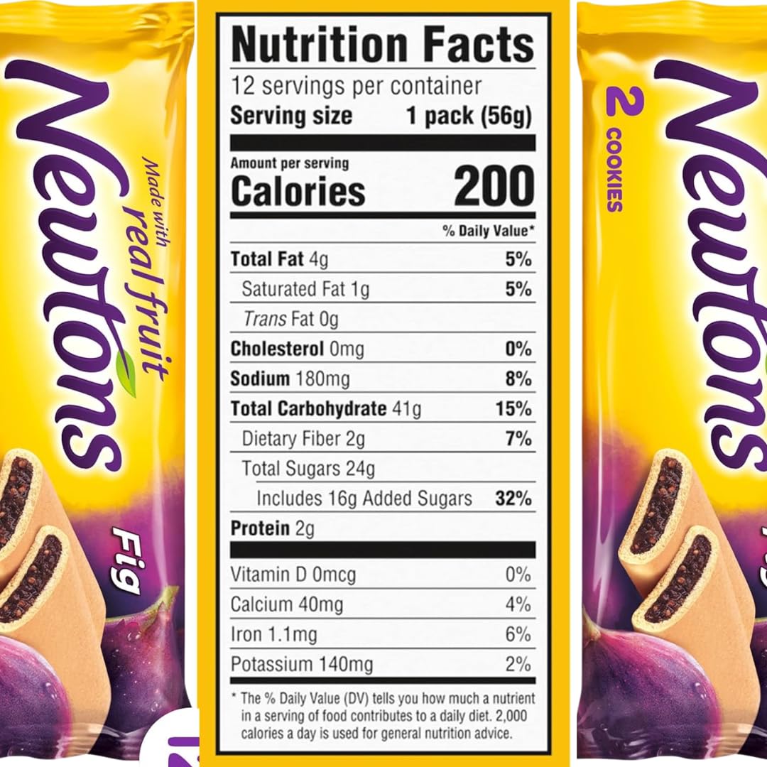 Lyfno Fig Newtons Cookies, Soft & Chewy, Single Serve (12) 2oz, 16.1cm x 15.9cm x 16.9cm