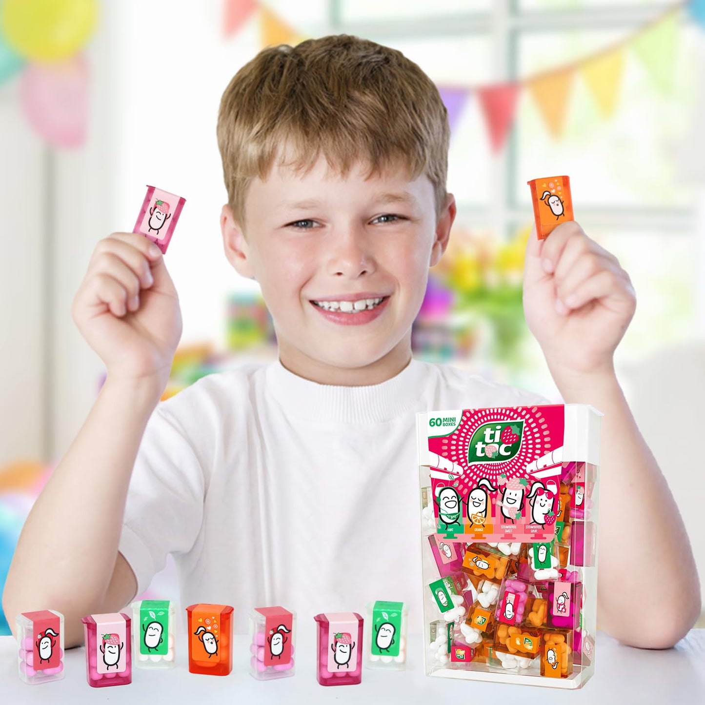 GEEOOLLAH Mini Candy Travel Packs - Assorted Refreshing Candies - 60 Individual Boxes - Party Favors - 20 cm