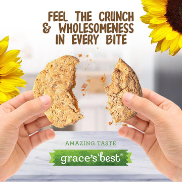 Graces Best Cookies - Sweet and Crunchy Snack with Sunflower Seeds and Oats - 12oz Pack of 2