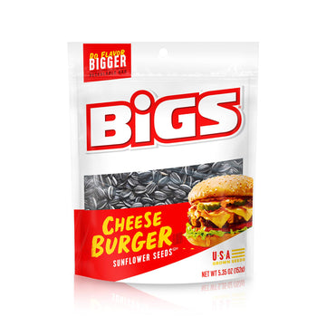 BIGS Sunflower Seeds, Cheeseburger Flavor, Baseball Stocking Stuffer, 5.35 oz. (Pack of 12)