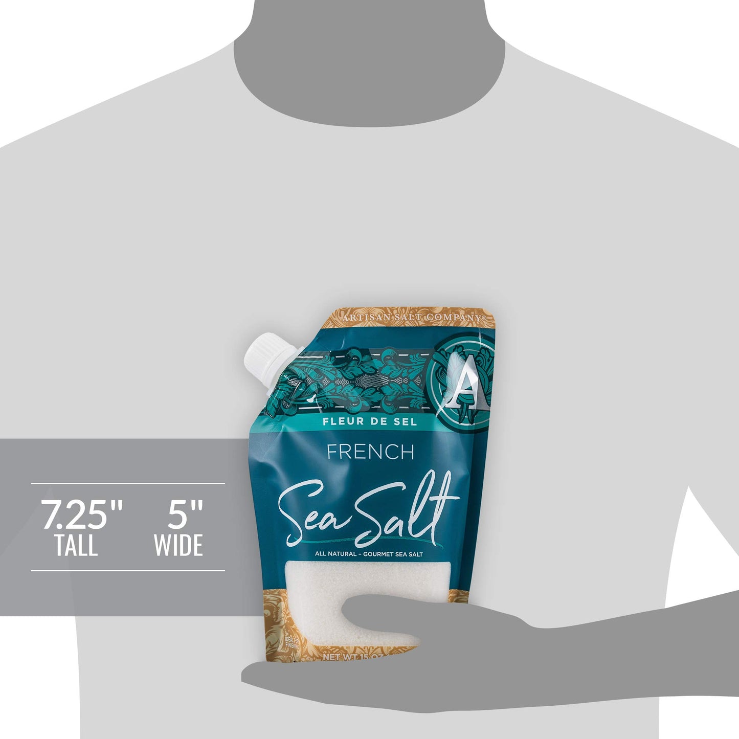 Saltworks Artisan Salt Company Fleur De Sel French Flower Of Salt, Pour Spout Pouch, 15 Ounce