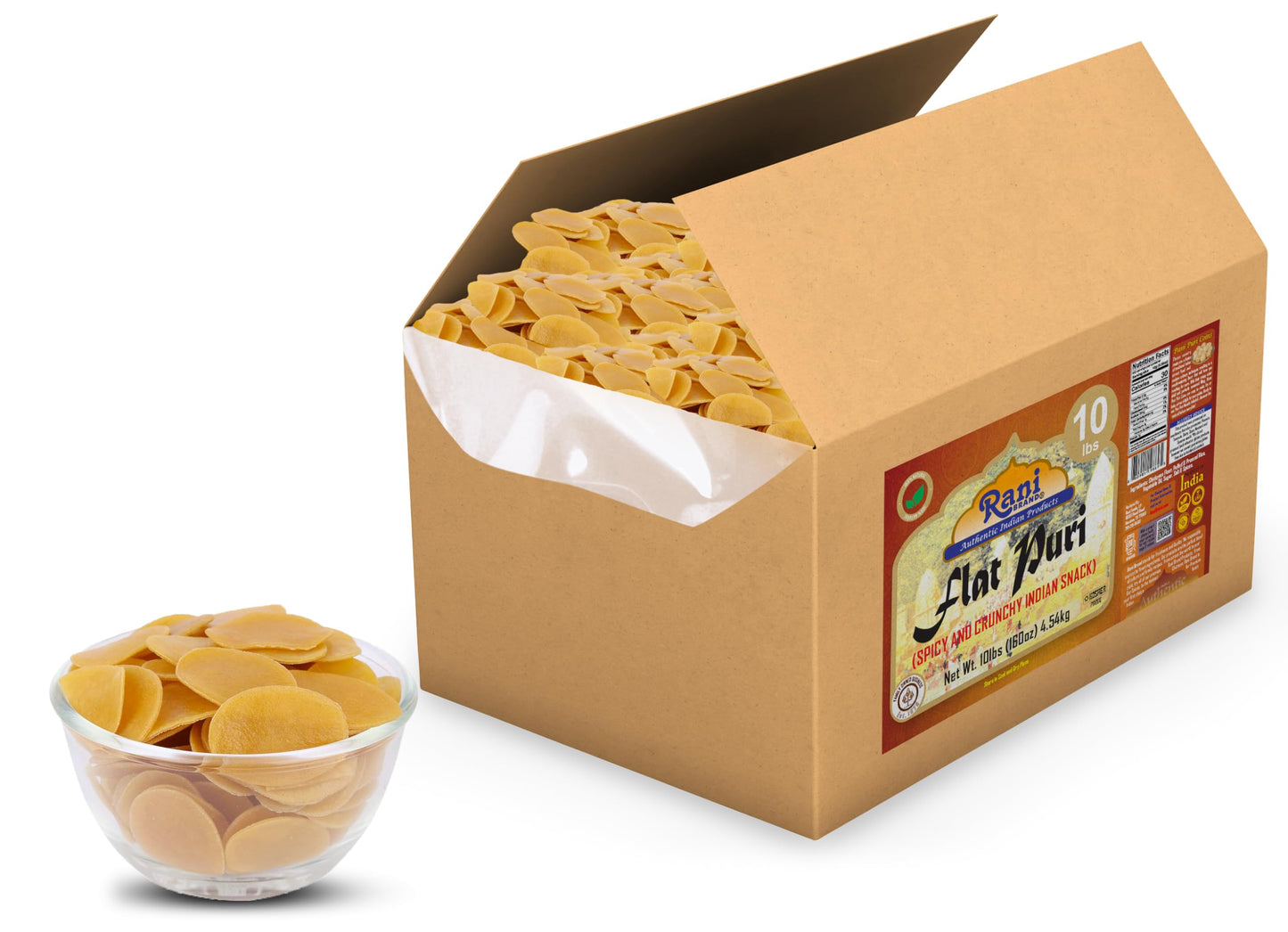 Rani Pani Puri Coins 160Oz (10Lbs) 4.54Kg 1650-1660 Coins Bulk Box ~ Uncooked, Microwaveable Wheat And Semolina Coins ~ All Natu